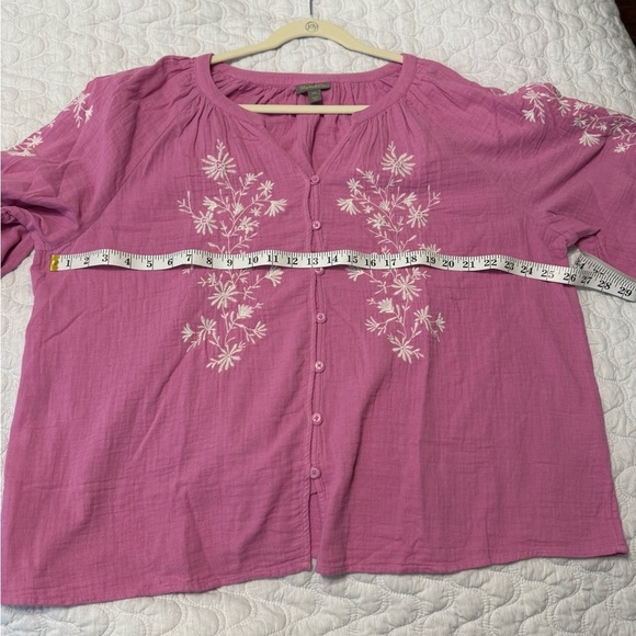 Style & Co. Pink Floral Embroidered 100% Cotton Top XXL MACY’S Exclusive NWOT - Picture 10 of 14